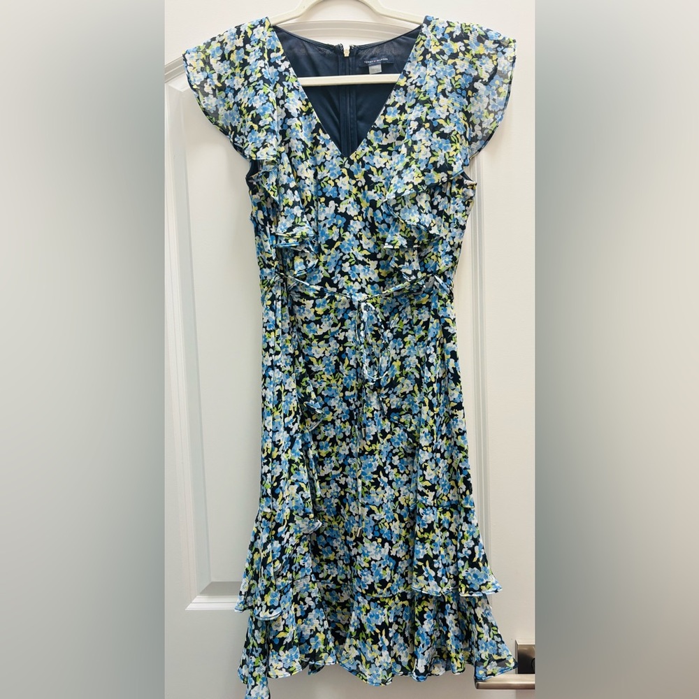 Tommy Hilfiger Blue Floral Asymmetrical Dress